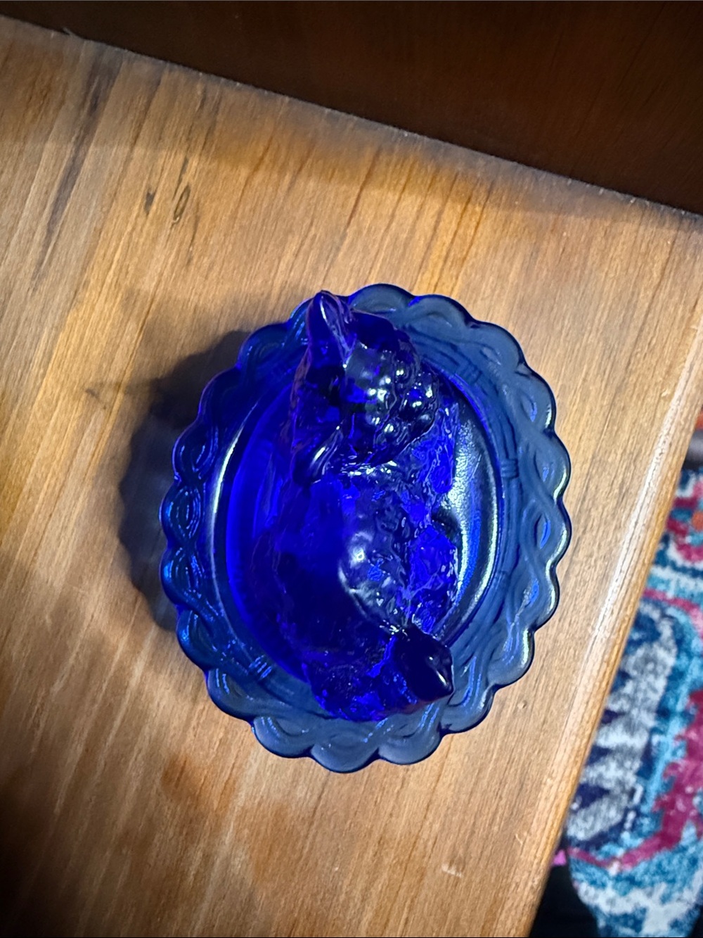Mini Mosser Cobalt blue Cat on nest - not vintage - Picture 3 of 7